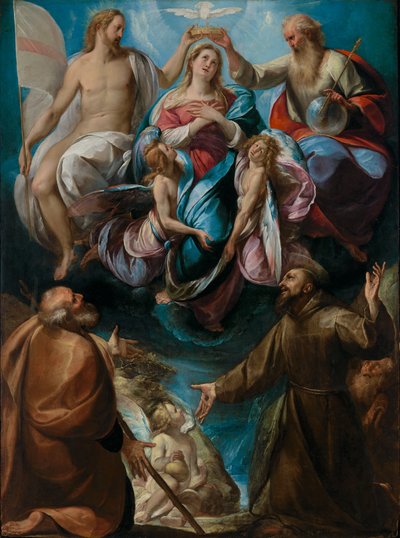 Die Krönung der Jungfrau mit den Heiligen Josef und Franziskus von Giulio Cesare Procaccini