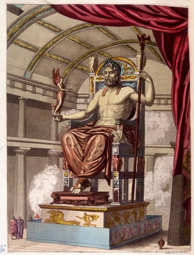 Statue des Jupiter (Zeus) - in „Das alte und moderne Kostüm“ von Ferrario, Hrsg. Mailand von Giulio Ferrario