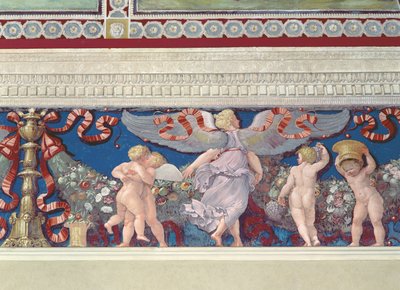 Fries aus der Camera con Fregio di Amorini (Detail von ringenden Cupidos) von Giulio Romano