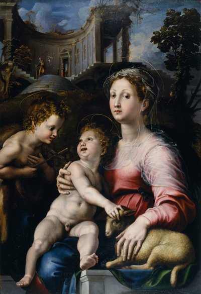 Die Madonna und das Kind mit Johannes dem Täufer von Giulio Romano