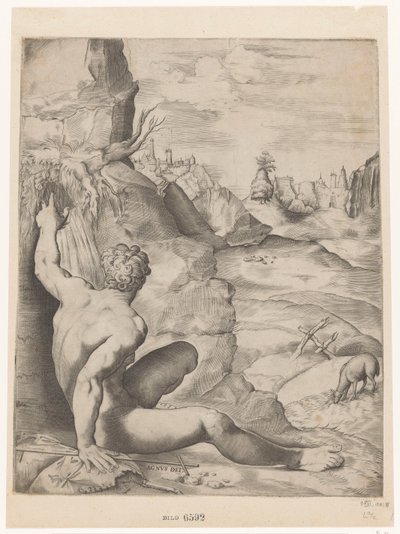 Johannes der Täufer in der Wüste von Giulio Sanuto