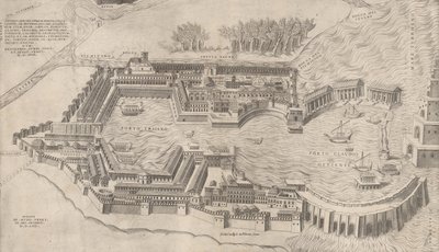 Speculum Romanae Magnificentiae: Vogelperspektive des Hafens von Rom von Giulio de Musi
