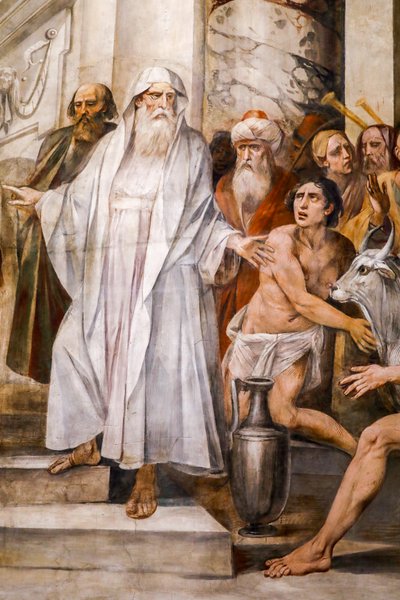 Numa Pompilius, der den Kult der Vestalinnen einführt (Detail) von Giuseppe Cesari