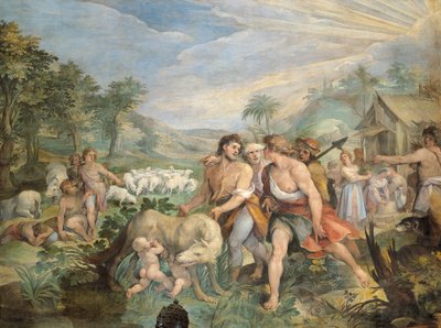 Romulus und Remus, von einer Wölfin gesäugt, von Faustulus am Ufer des Tiber gefunden von Giuseppe Cesari