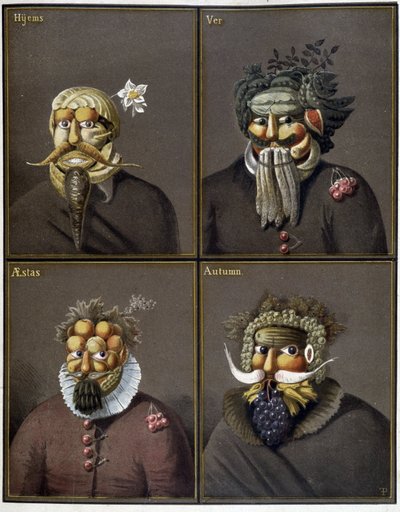 Die vier Jahreszeiten: Männer mit Gemüseköpfen im Stil von Giuseppe Arcimboldo von Giuseppe (style of) Arcimboldo