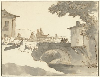 Dorfansicht in Alcobaça in Portugal von Giuseppe Bernardino Bison (possibly)
