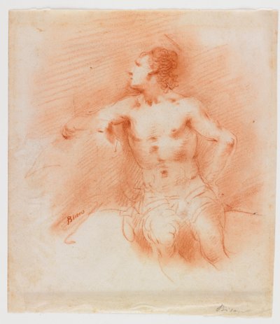 Studie eines sitzenden jungen männlichen Aktes von Giuseppe Bernardino Bison