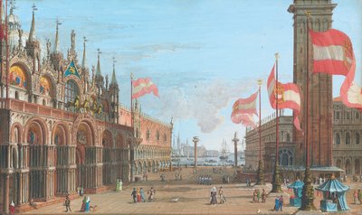 Blick auf den Markusplatz in Venedig mit dem Dogenpalast und dem Campanile, 1828 von Giuseppe Borsato
