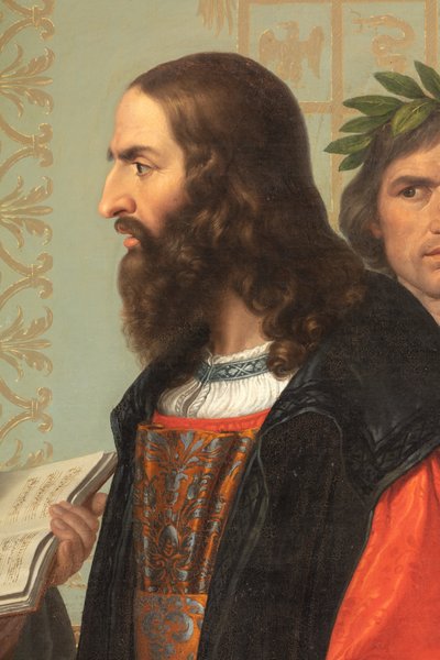 Der Hof von Ludovico il Moro, Detail mit Leonardo Da Vinci von Giuseppe Diotti