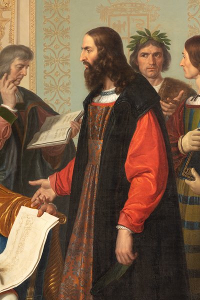 Der Hof von Ludovico il Moro, Detail mit Leonardo Da Vinci von Giuseppe Diotti