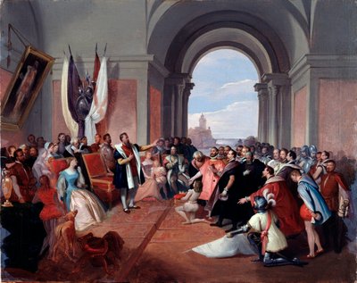 Andrea Doria lehnt die Krone von Genua ab, von Giuseppe Isola, ca. 1868 von Giuseppe Isola