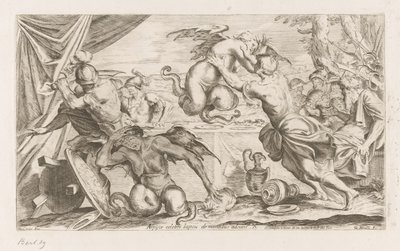 Aeneas und seine Gefährten kämpfen mit den Harpyien von Giuseppe Maria Mitelli