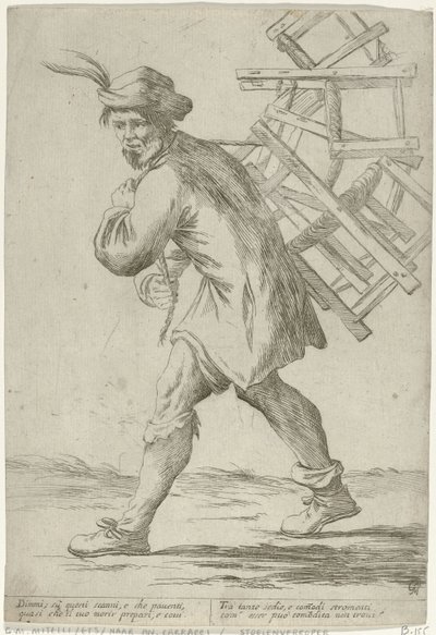 Stuhlhändler (Straßenverkäufer in Bologna) von Giuseppe Maria Mitelli