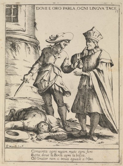 Wo Gold spricht, schweigt jede Zunge. Dove loro parla, ogni lingua tace von Giuseppe Maria Mitelli