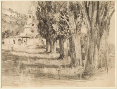 Landschaft mit Kirche von Giuseppe Mentessi