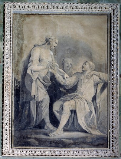 Die Menschlichkeit hilft dem Unglück (Monochrome Zeichnung) von Giuseppe Paganelli