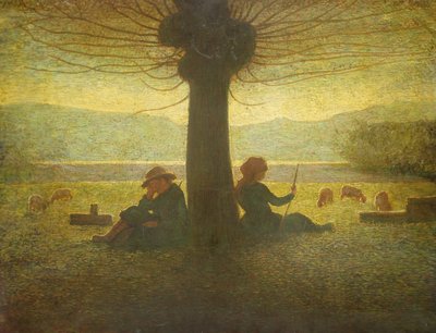 Ein Hirte und eine Hirtin ruhen unter einem Baum, ca. 1905 von Giuseppe Pellizza da Volpedo