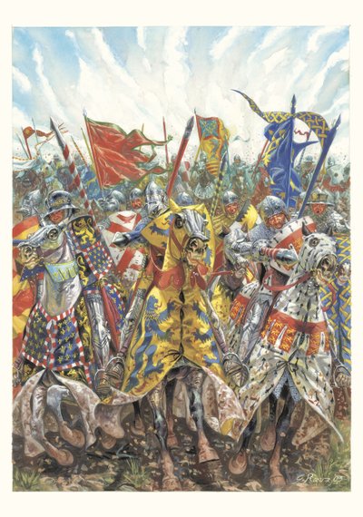 Angriff der französischen Ritter in der Schlacht von Azincourt (25. Oktober 1415) von Giuseppe Rava