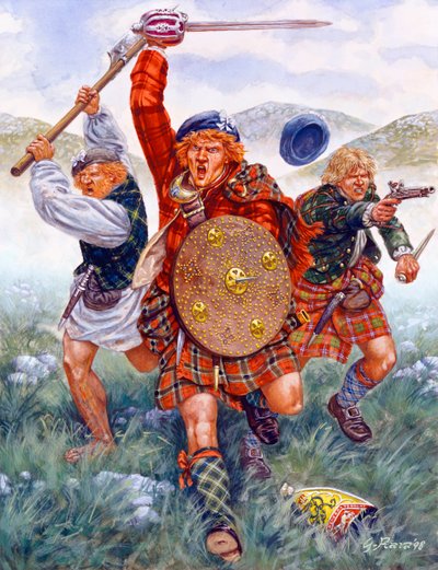 Letzte Jakobiten-Rebellion: der Angriff der Highlander in der Schlacht von Culloden 1746 von Giuseppe Rava