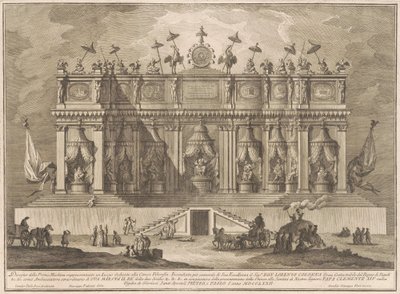 Die Prima Macchina für die Chinea von 1772: Ein Gebäude, das der chinesischen Philosophie gewidmet ist von Giuseppe Vasi, after Giuseppe Palazzi, after Paolo Posi