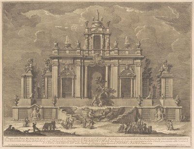 Die Prima Macchina für die Chinea von 1774: Herkules und der Drache im Garten der Hesperiden von Giuseppe Vasi, after Giuseppe Palazzi, after Paolo Posi