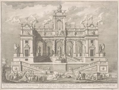 Die Prima Macchina für die Chinea von 1764: Ein Kapitolgebäude von Giuseppe Vasi, after Tommaso Catrani, after Paolo Posi