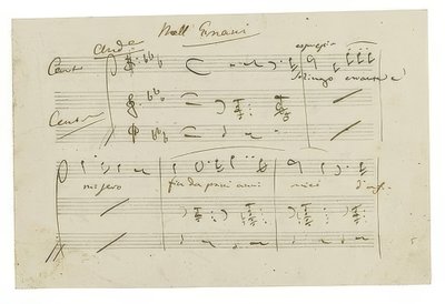 Autograph: Oper Ernani, Finalarie Solingo, errante e misero von Giuseppe Verdi