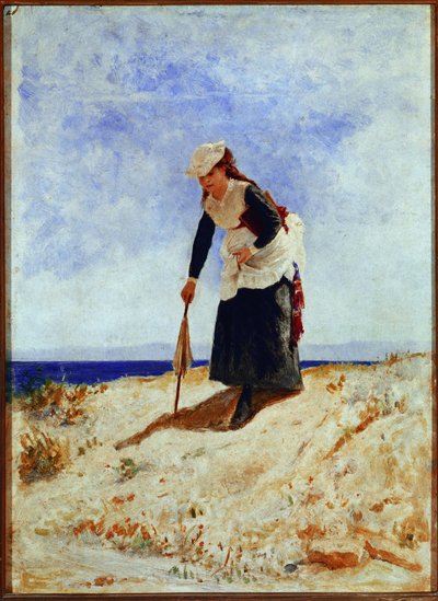 Eine Frau im Sand von Giuseppe or Joseph de Nittis