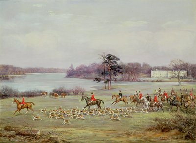 Die South Cheshire Hunt im Combermere Park, 1904 von Godfrey Douglas Giles