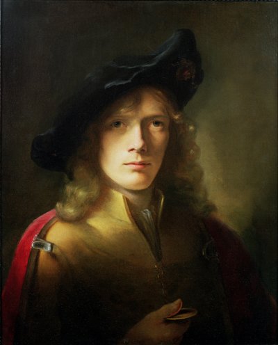 Porträt eines jungen Mannes, der eine Medaille hält von Godfrey Kneller