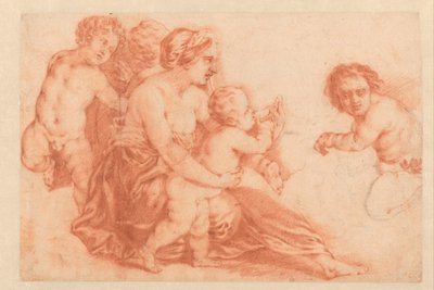 Frau mit verschiedenen Kindern Kunstbuch oder Studienalbum von Caspar Netscher (Serientitel) von Godfried Schalcken