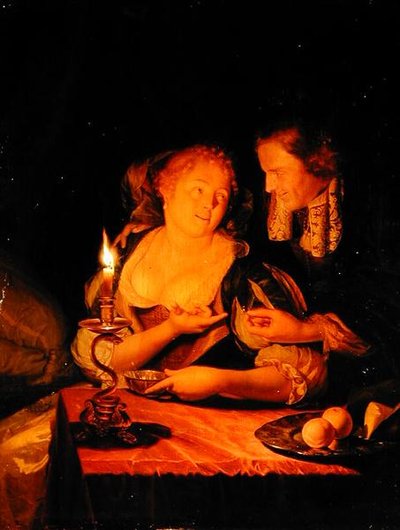 Ein Gentleman bietet einer Dame einen Ring an von Godfried Schalcken