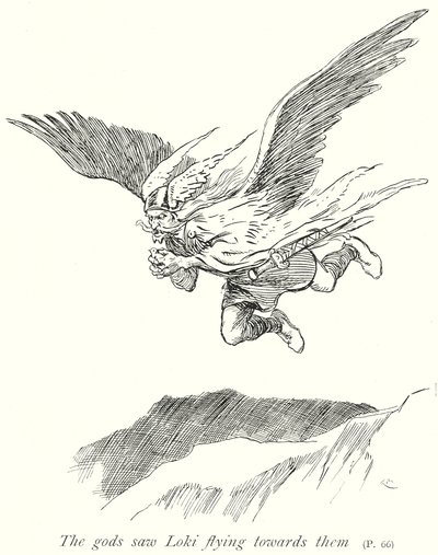 Die Götter sahen Loki auf sie zufliegen von Gordon Frederick (after) Browne