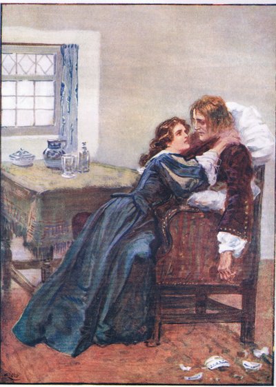 Sie schaffte es, in meine Arme zu kommen, obwohl sie mich nicht halten konnten, aus Lorna Doone, veröffentlicht von W & R Chambers Ltd, 1921 von Gordon Frederick Browne