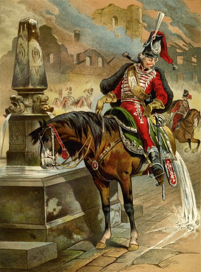 Illustration zum Buch Die wunderbaren Abenteuer des Baron Münchhausen von Rudolph Erich Raspe, 1896 von Gottfried Franz