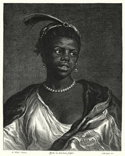 Porträt einer schwarzen Frau (Stich) von Govaert (after) Flinck