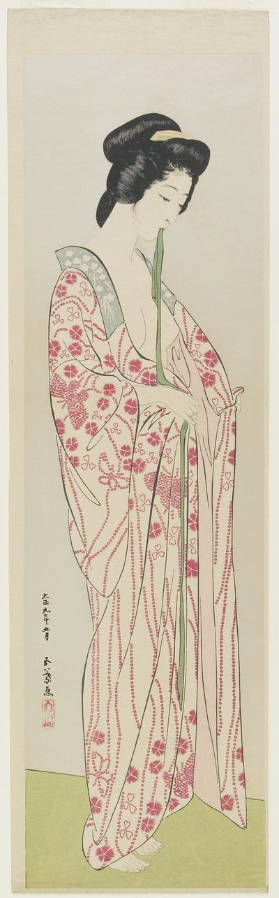 Frau im Kimono-Unterkleid, Mai 1920 von Goyo Hashiguchi