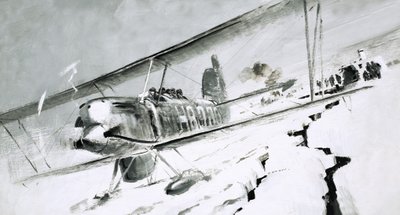 Unbekanntes Doppeldeckerflugzeug landet auf gebrochenem Eis von Graham Coton