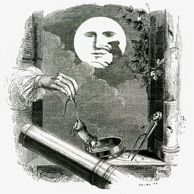 Ein Tier im Mond: La Fontaine Fabel illustriert von Grandville. von Grandville (1803 47)