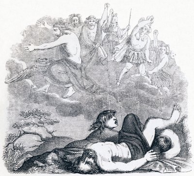 Jupiter und die Donner - Fabeln von La Fontaine von Grandville