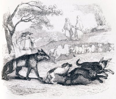 Der Bassa und der Kaufmann - Fabeln von La Fontaine von Grandville