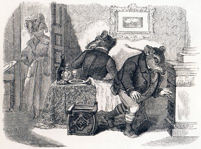 Die Stadtmaus und die Feldmaus - Fabeln von La Fontaine von Grandville
