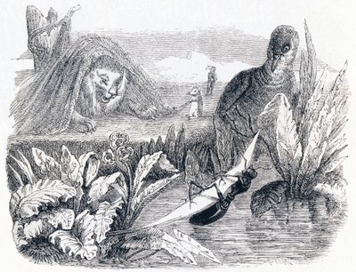Die Taube und die Ameise - Fabeln von La Fontaine von Grandville