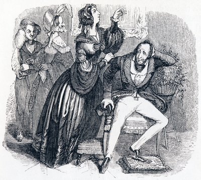 Der Mann mittleren Alters und seine zwei Geliebten - Fabeln von La Fontaine von Grandville