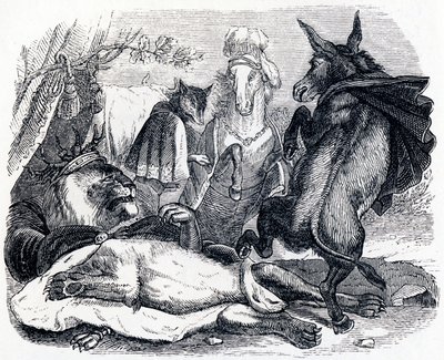 Der alte Löwe - Fabeln von La Fontaine von Grandville