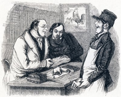 Der Hahn und die Perle (Le coq et la perle) - Fabeln von La Fontaine von Grandville