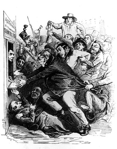 Die Aktionäre, Gravur nach einer Zeichnung von Jean Ignace Isidore alias JJ Grandville von Grandville (1803 47)
