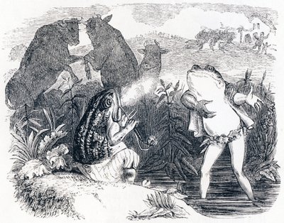 Die zwei Stiere und ein Frosch von Grandville