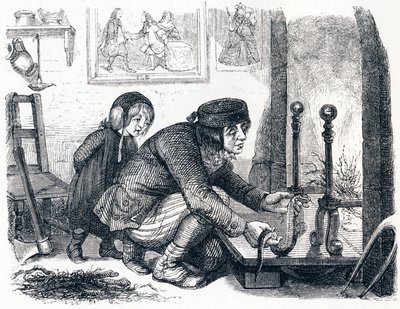 Der Dorfbewohner und die Schlange - Fabeln von La Fontaine von Grandville