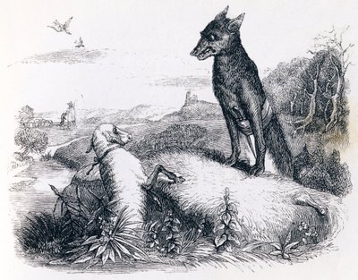 Der Wolf und das Lamm - Fabeln von La Fontaine von Grandville